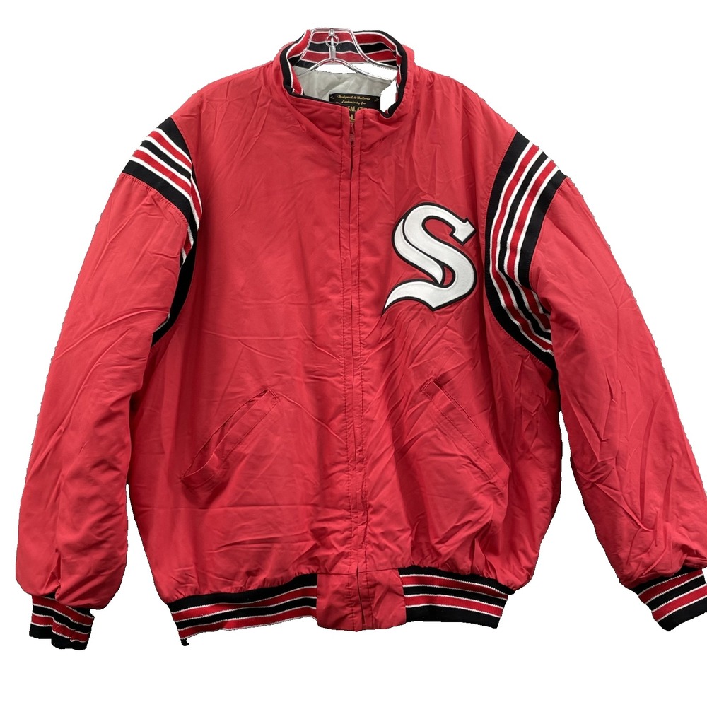 Vintage DeLONG Varsity Jacket Men's XL Red Bomber Streetwear 90s‎ Y2k Sportswear